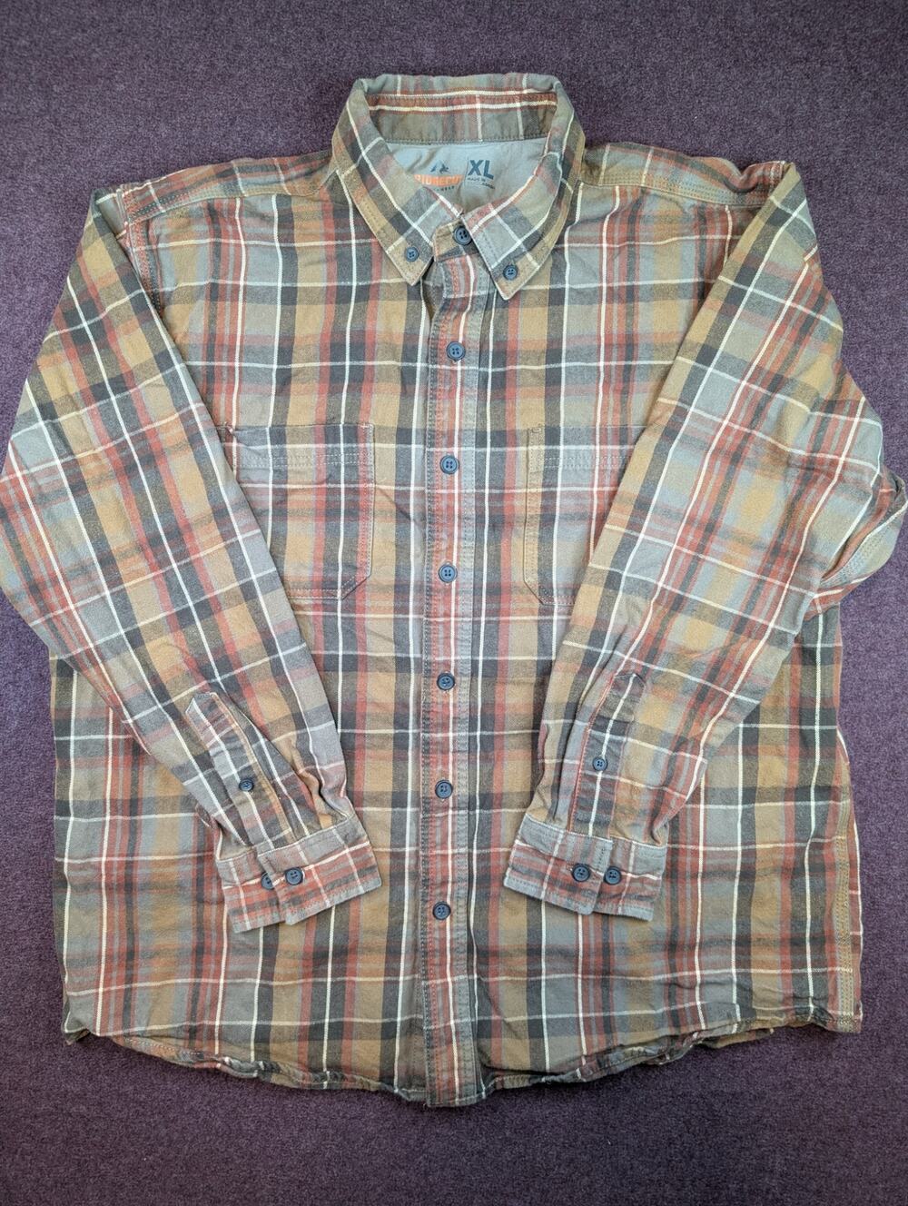 Men's Ridgecut Toughwear Heavy Flannel, Brown/Rust - Size XL
